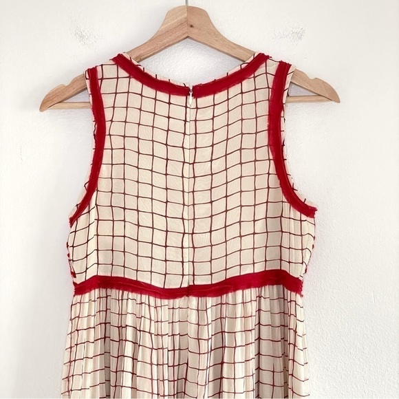 Anthropologie Vineet Bahl Stitched Avani Embroidered Detail Dress Cream Red SP - Picture 10 of 16